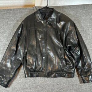 Vintage Remy Leather Bomber Jacket Full Zip Collared Black Made in USA Size 40